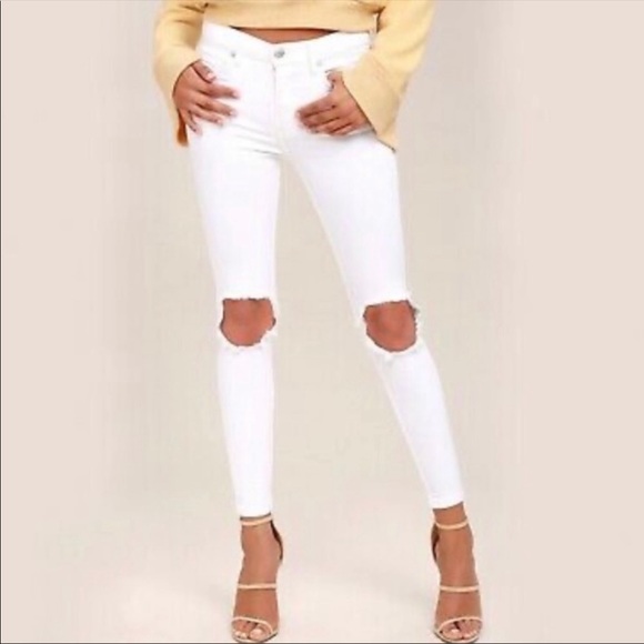 Free People Denim - Free People | Busted Knee Off White Cream Jeans 27